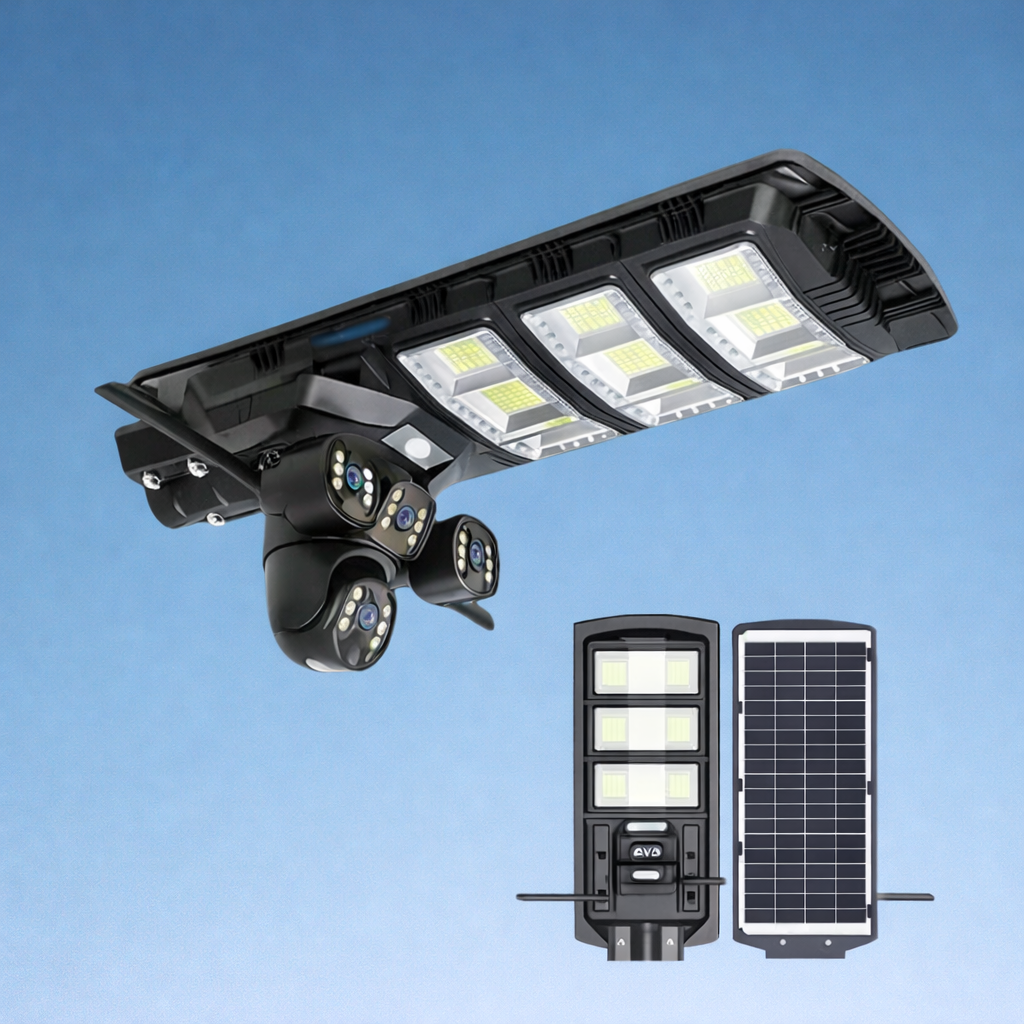 AOV 4G Solar Street Light Camera Triple Lens – 20MP HD Outdoor Security CCTV