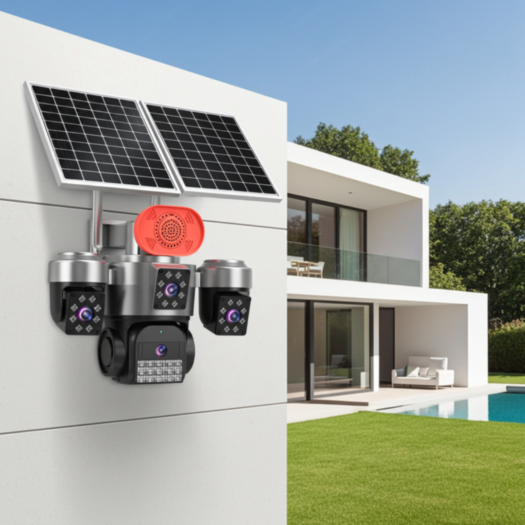 4G Solar CCTV Camera Kenya – 4 Lens 20MP, No WiFi, SIM Card, Dual Solar Panels, V780