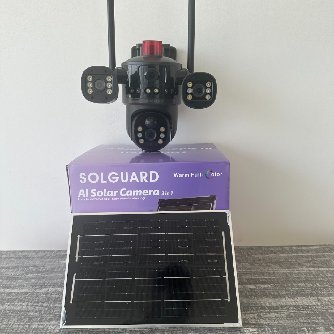 4G Triple-Lens Solar Camera with Siren – No Wi-Fi Needed