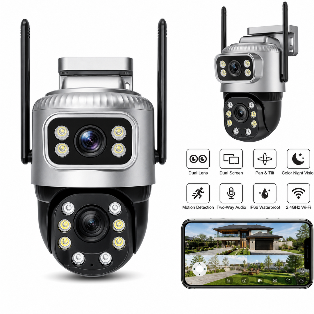 Dual Lens WiFi Security Camera 360° PTZ Outdoor CCTV with Night Vision & Motion Detection (Kenya)