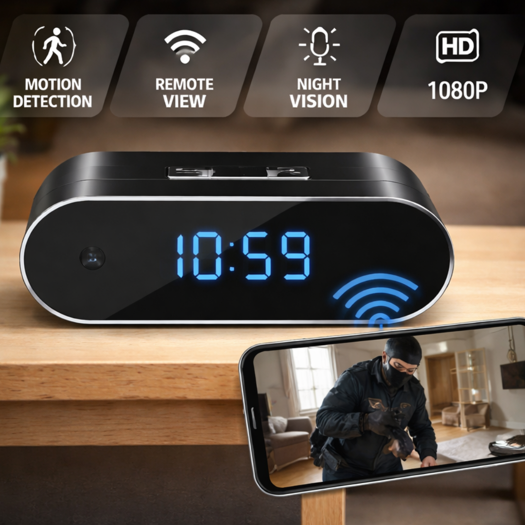 Table Clock Camera HD Security Cam with Night Vision