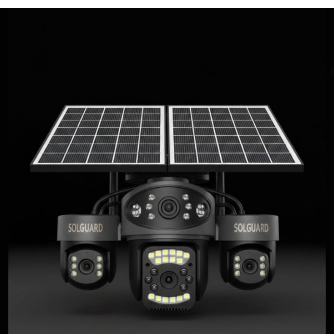 4G Four-Lens Solar CCTV Camera with Siren -2 Solar Panels-16000Mah Battery(AOV 180)