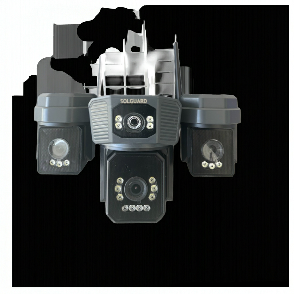 4G Triple-Lens Solar Security Camera 20MP – SIM Card CCTV with 360° PTZ, Siren & Color Night Vision