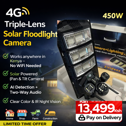 💡 4G Triple Lens Solar Streetlight Camera
