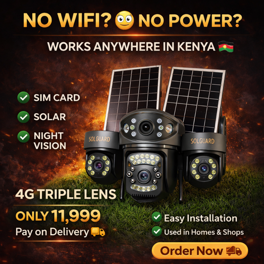 4G Four-Lens Solar CCTV Camera with Siren -2 Solar Panels-16000Mah Battery(AOV 180)