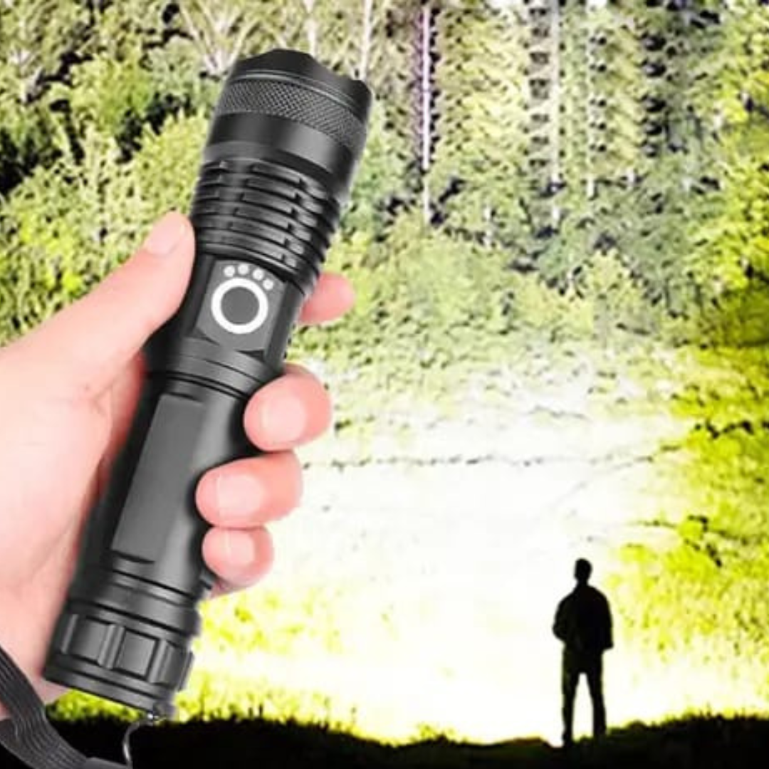 P50 LED Tactical Flashlight -5 Modes, Zoom Adjustable, USB Rechargeable Focus Flashlight - Digital Technics