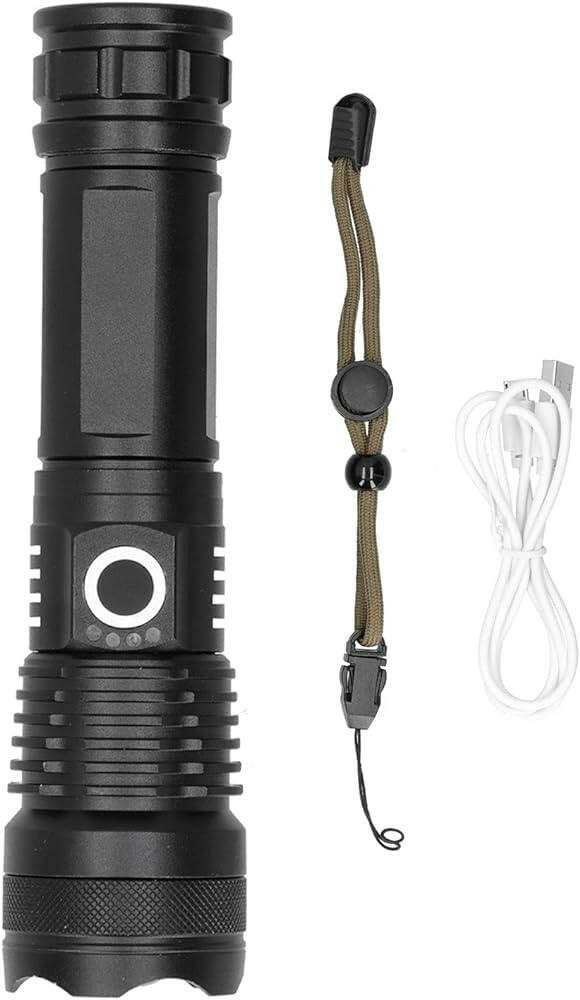 P50 LED Tactical Flashlight -5 Modes, Zoom Adjustable, USB Rechargeable Focus Flashlight - Digital Technics