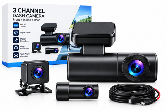 3 Channel Dash Camera – Front, Inside & Rear Recording