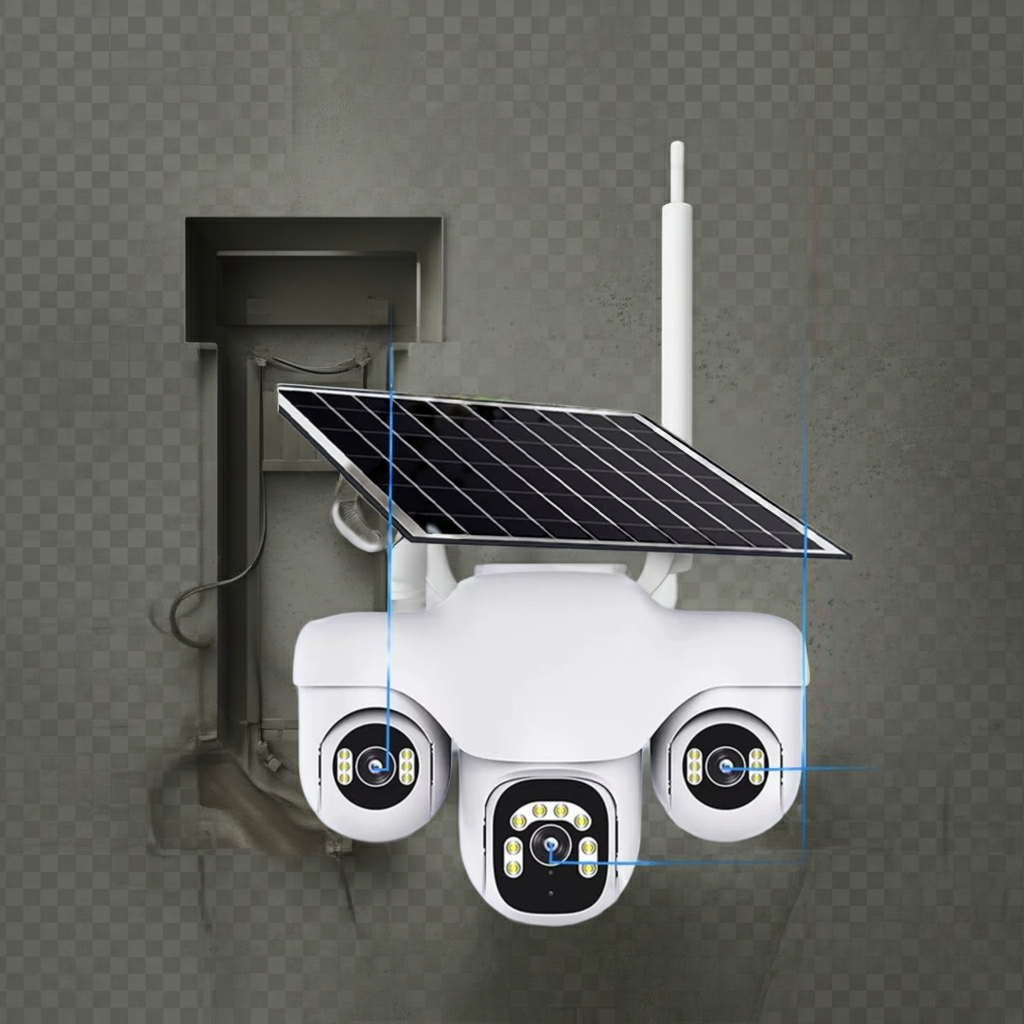 4G Tri-View Panoramic Solar CCTV Camera Kenya | SIM Card Security Camera