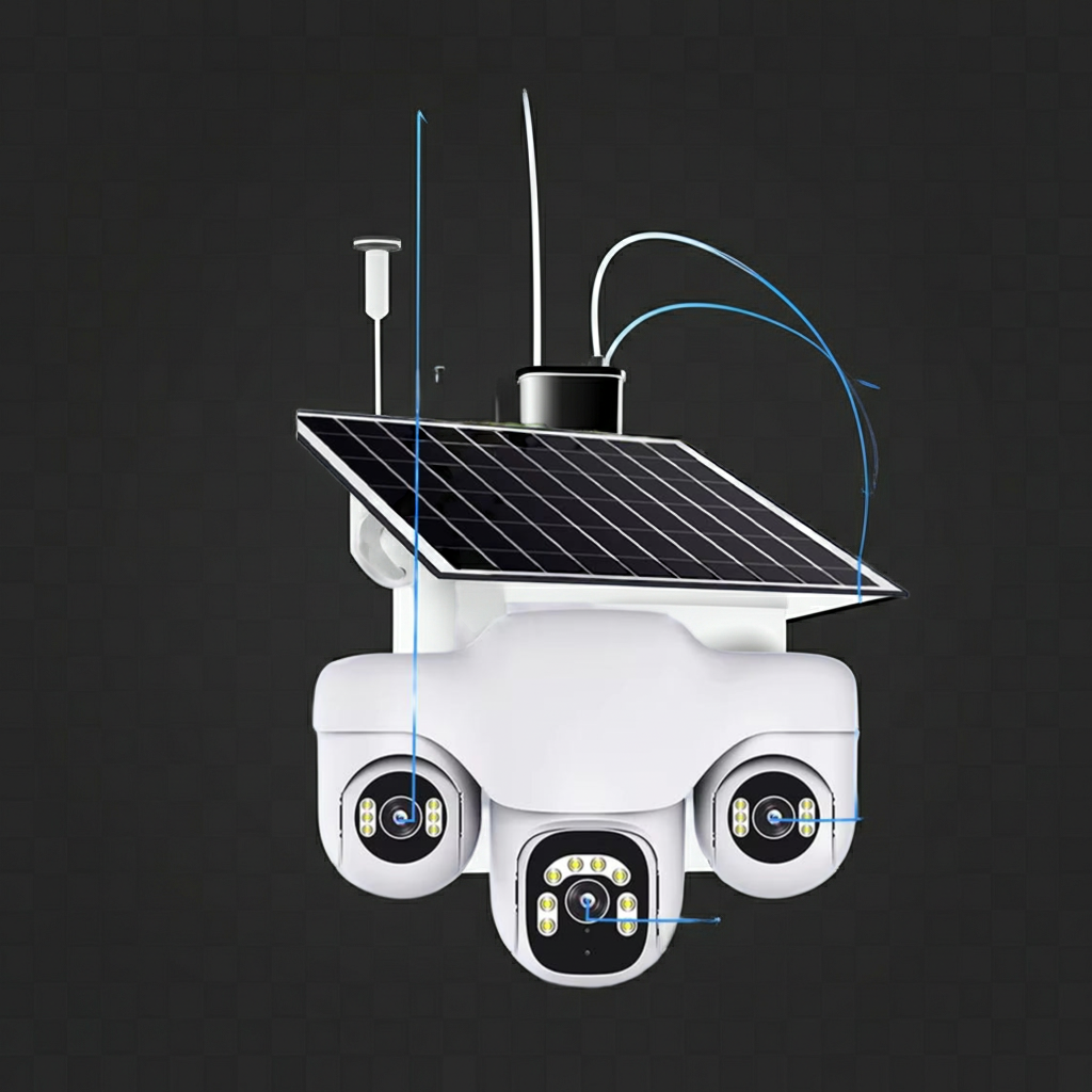 4G Tri-View Panoramic Solar CCTV Camera Kenya | SIM Card Security Camera