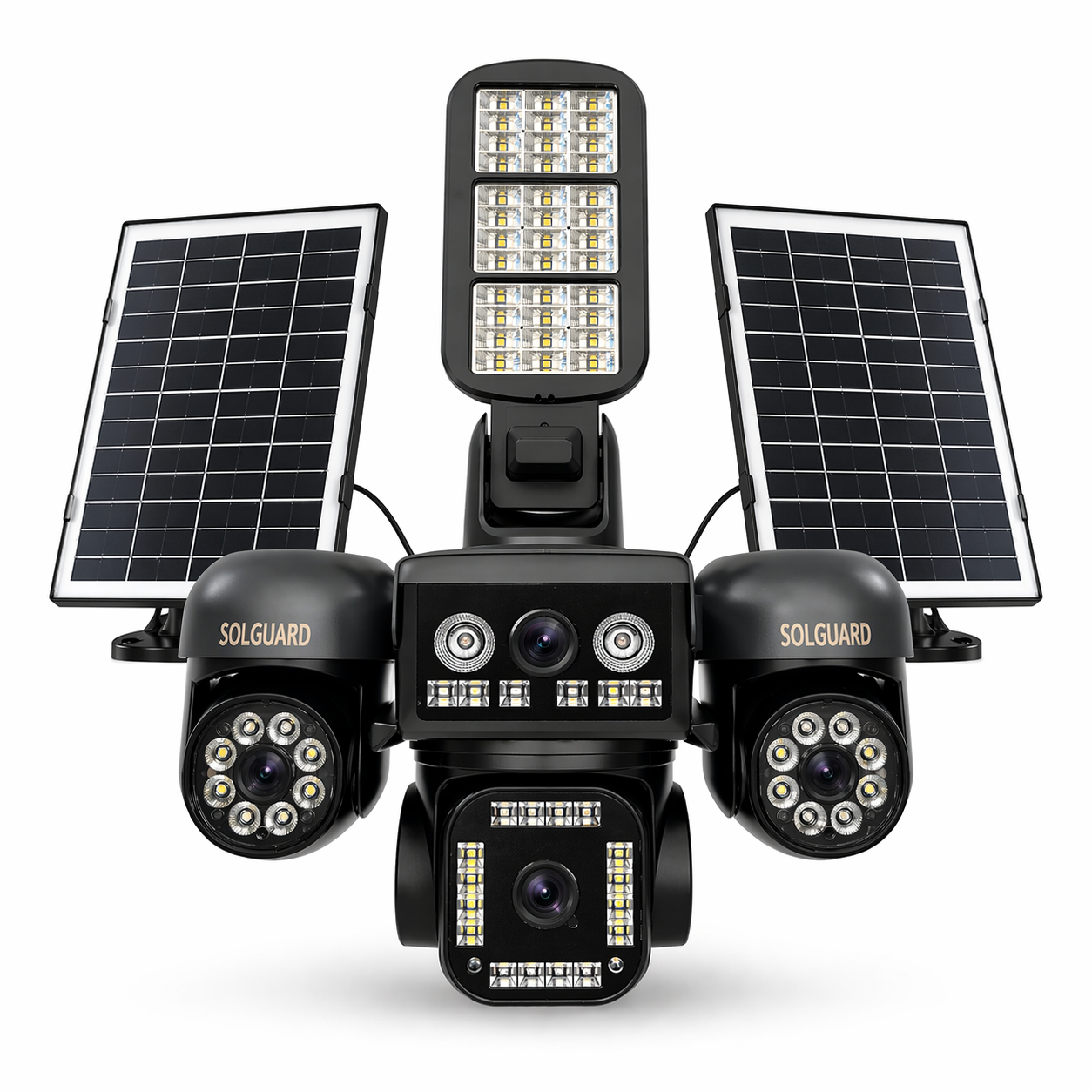 4G Solar Security Camera 4 Lens PTZ – Wireless Outdoor CCTV with Floodlight & Dual Solar Panels