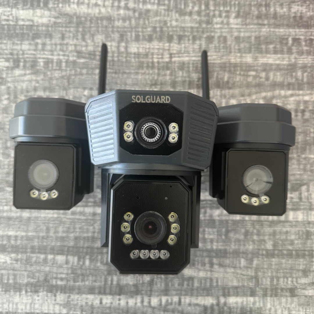 AOV 4G Tri-View Solar Camera | 3-Lens Panoramic | Night Vision