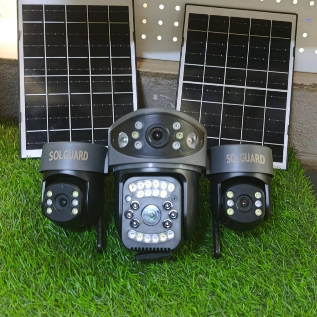 4G Four-Lens Solar CCTV Camera with Siren -2 Solar Panels-16000Mah Battery(AOV 180)