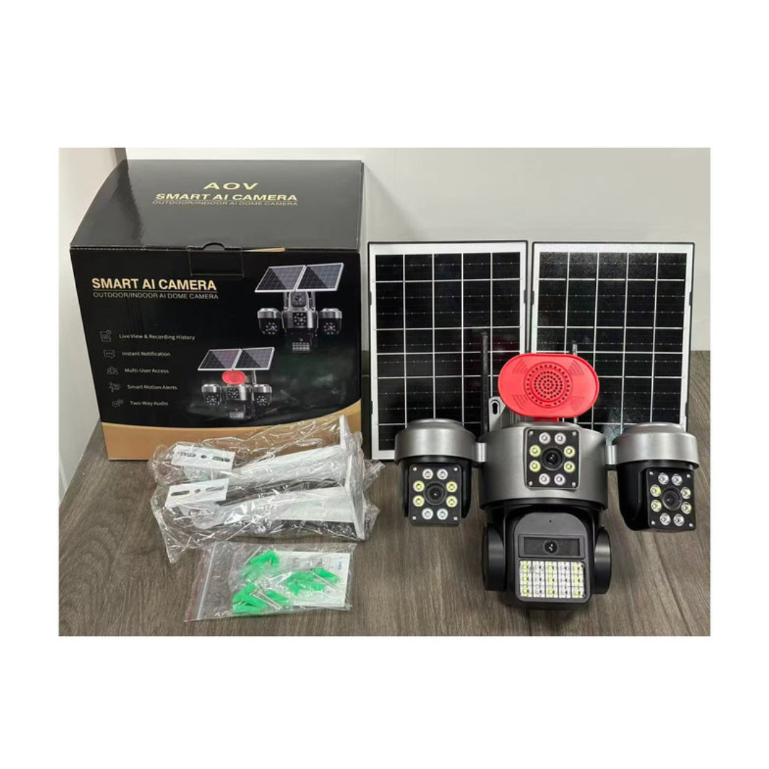 4G Solar CCTV Camera Kenya – 4 Lens 20MP, No WiFi, SIM Card, Dual Solar Panels, V780