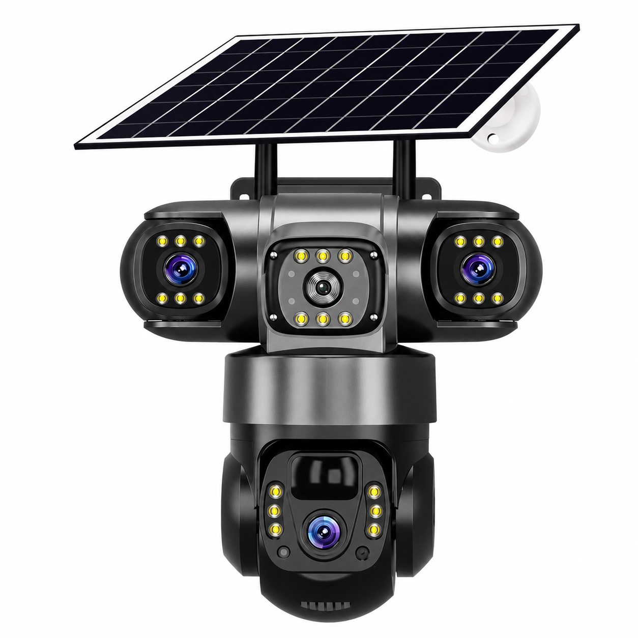 **WiFi Triple Lens Solar Security Camera – 360° CCTV with Night Vision & Solar Panel**