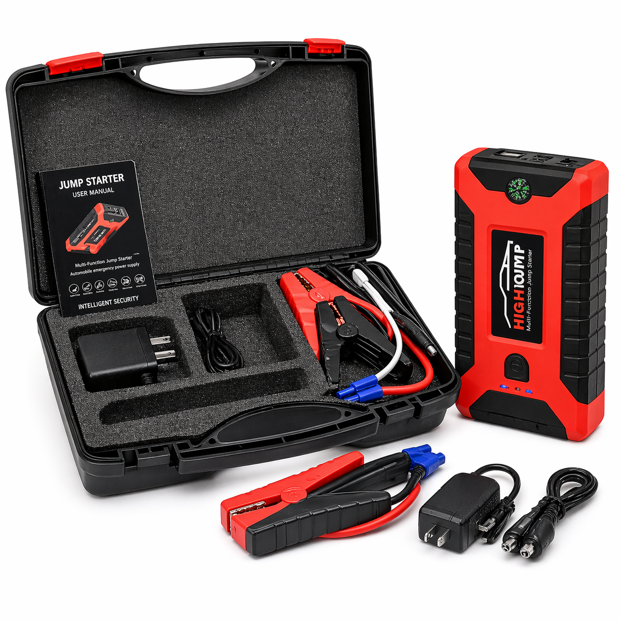 Portable Car Jump Starter Power Bank – Multi-Function Battery Booster with USB & LED Light