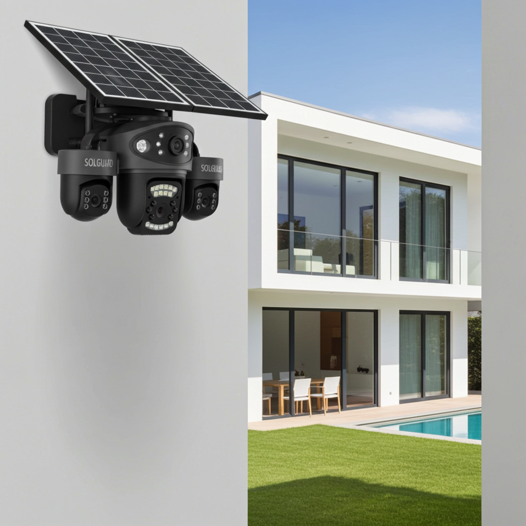 4G Four-Lens Solar CCTV Camera with Siren -2 Solar Panels-16000Mah Battery(AOV 180)