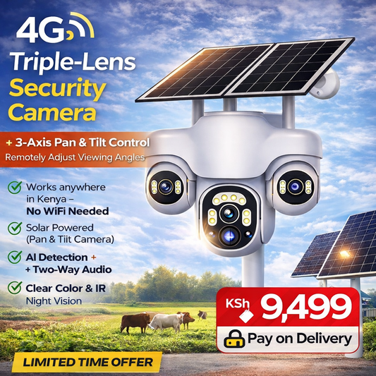 🔒 4G Tri-View Panoramic Solar Camera
