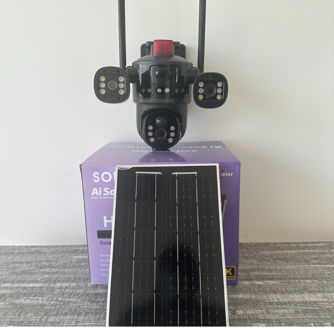 4G Triple-Lens Solar Camera with Siren – No Wi-Fi Needed