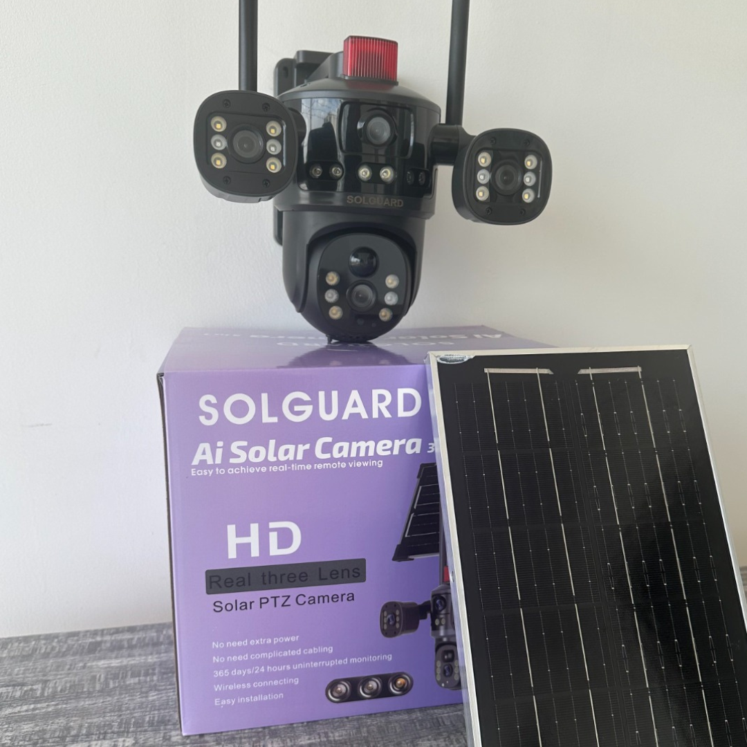4G Triple-Lens Solar Camera with Siren – No Wi-Fi Needed