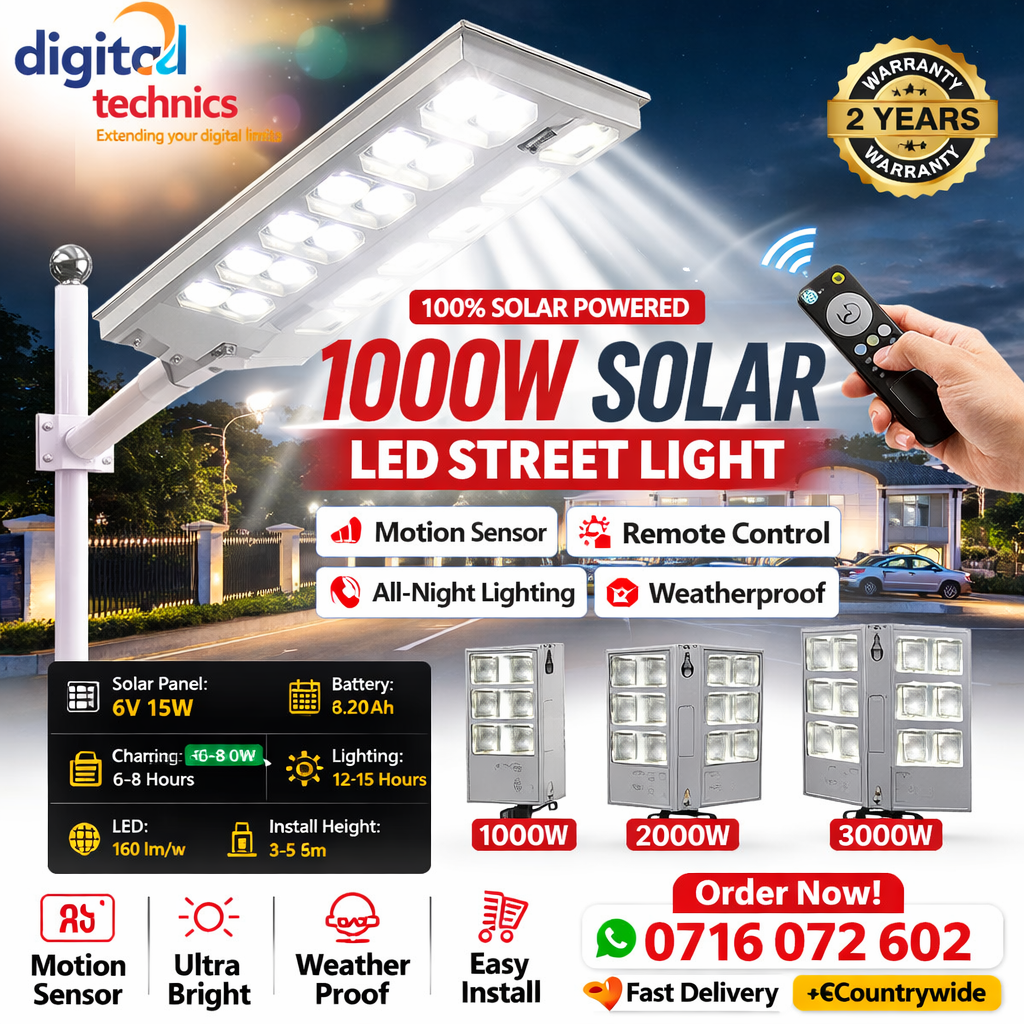 1000W Solar LED Street Light in Kenya | Heavy-Duty Outdoor Security Light