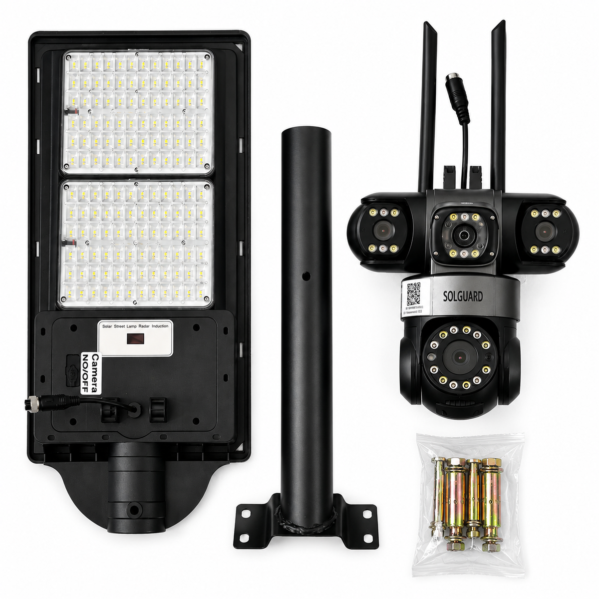 4G Solar Street Light CCTV Camera Kenya | Triple Lens 20MP PTZ V616 AOV