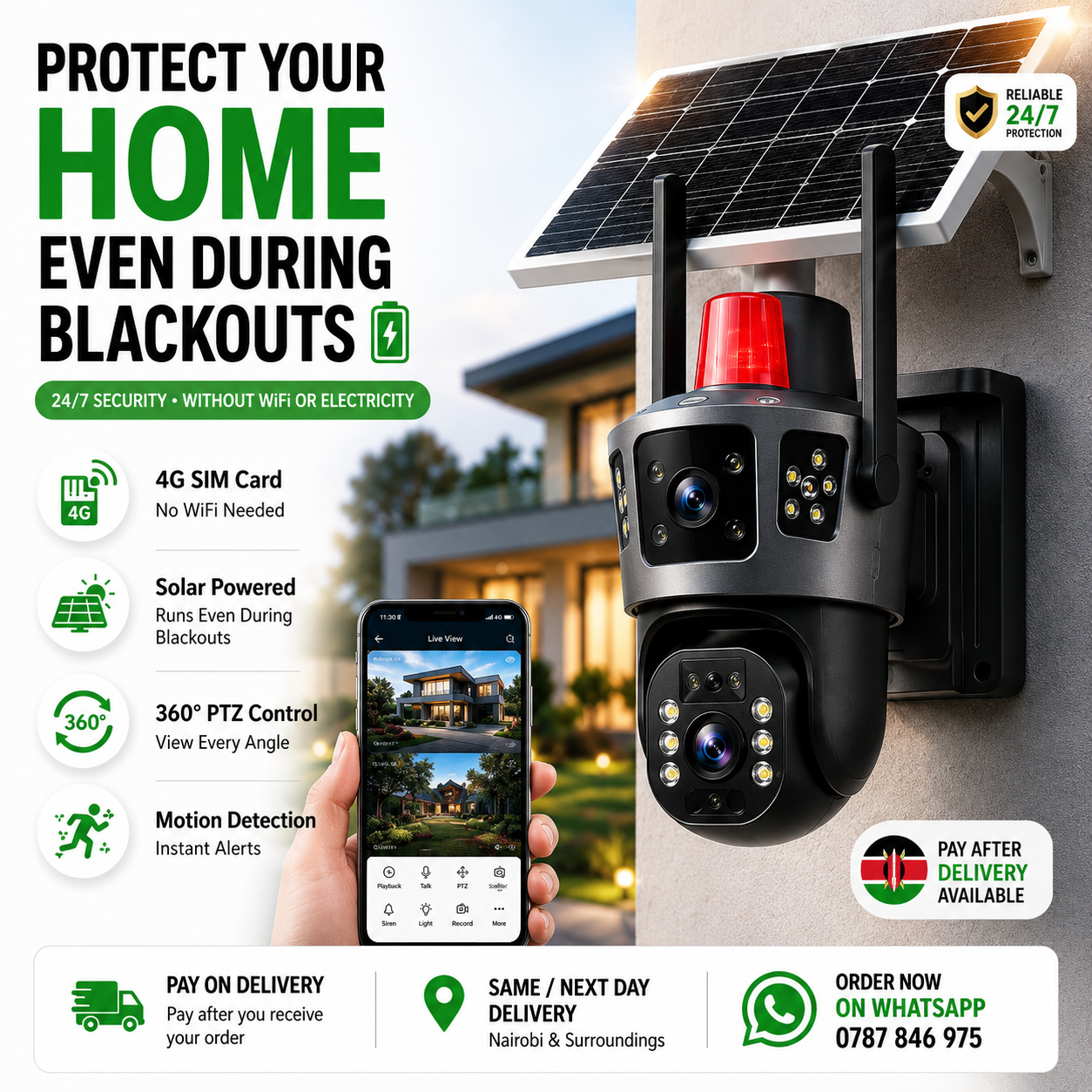 4G Solar Dual-Lens PTZ Security Camera  with Siren