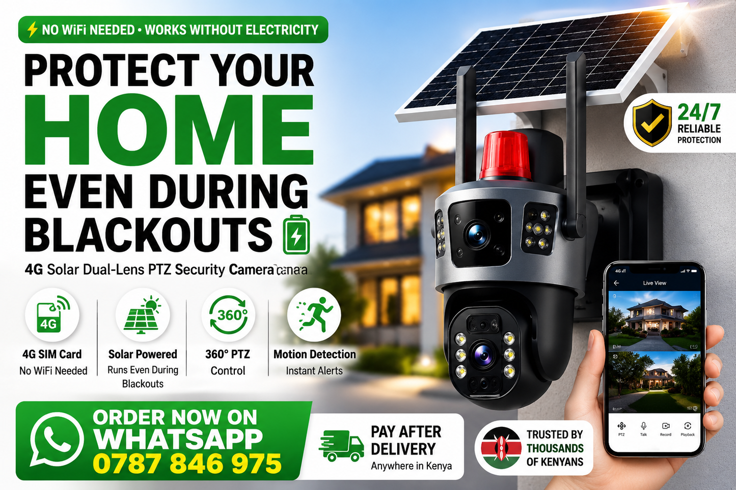 4G Solar Dual-Lens PTZ Security Camera  with Siren