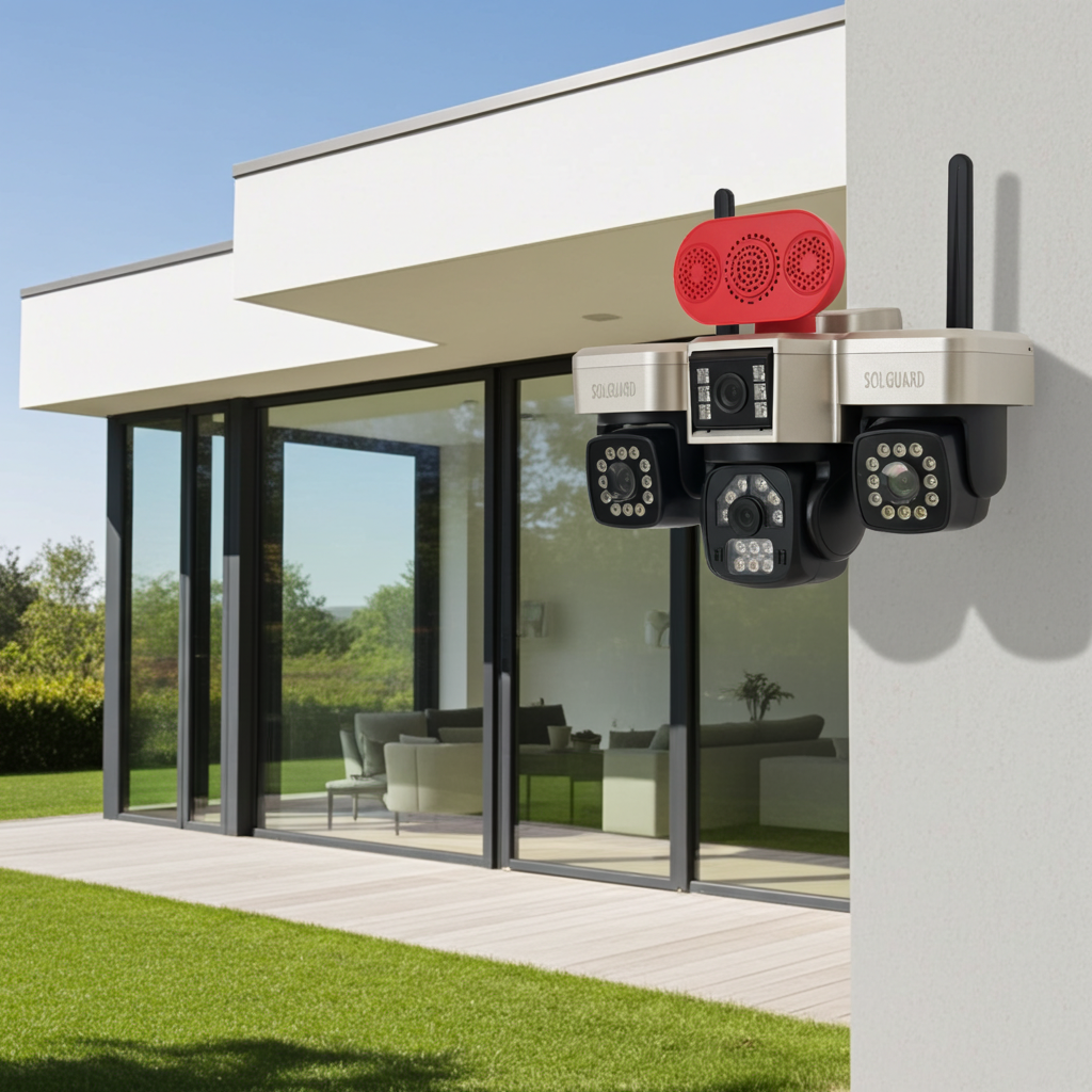 4G 4 Lens Solar CCTV Camera – No WiFi, 20MP HD, Dual Solar Panels, Siren Alarm – Kenya