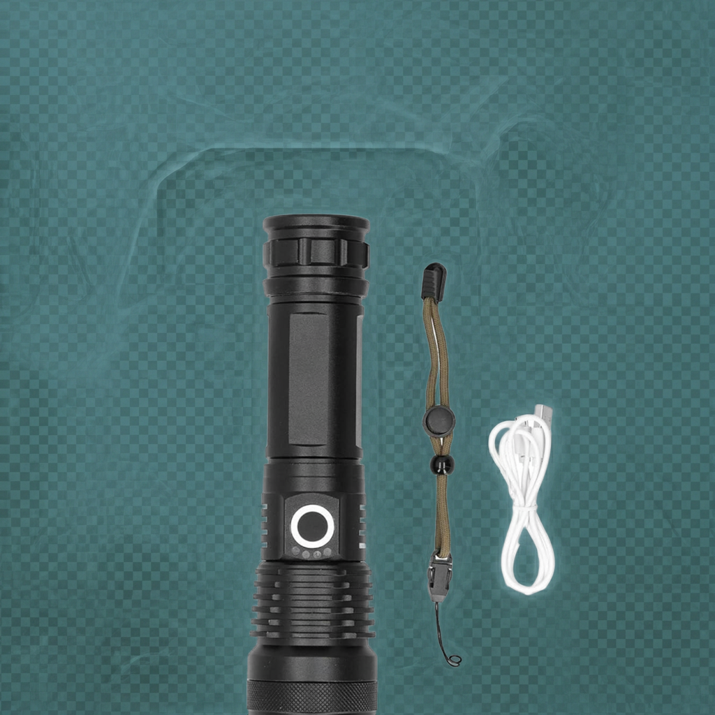 P50 LED Tactical Flashlight -5 Modes, Zoom Adjustable, USB Rechargeable Focus Flashlight