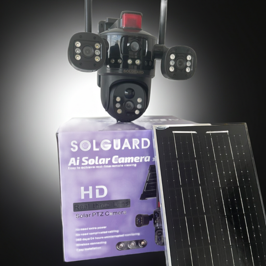 4G Triple Lens Solar CCTV Camera Kenya | SIM Card Security Camera with Siren