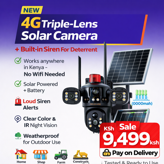 4G Triple-Lens Solar Camera with Siren – No Wi-Fi Needed