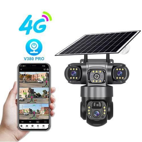 🔐 4G Triple Lens Solar Security Camera