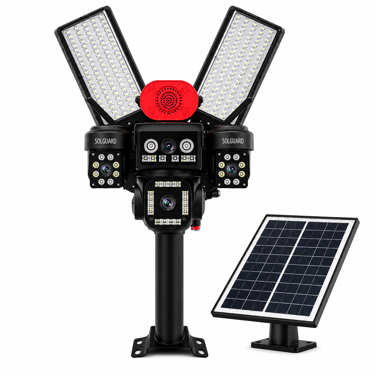 4G Solar CCTV Camera Kenya – 4 Lens 20MP PTZ, 24,000mAh Battery, 1000W Floodlight