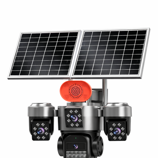 4G Solar CCTV Camera Kenya – 4 Lens 20MP, No WiFi, SIM Card, Dual Solar Panels, Outdoor Security Camera