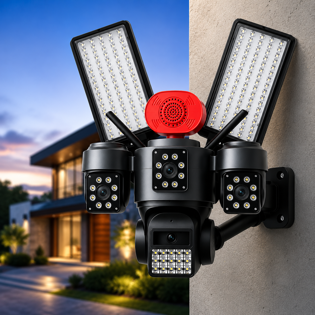 4G Solar PTZ Camera – 20MP Triple Lens, 24,000mAh Battery, 1000W Floodlight, 20W Solar Panel