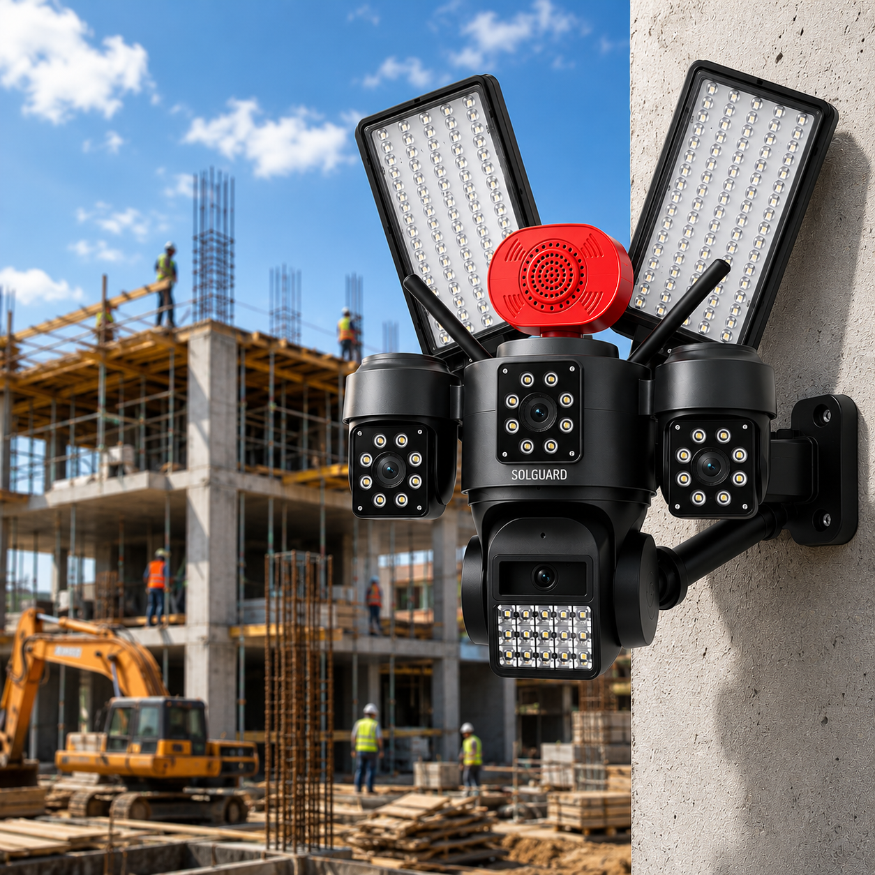 4G Solar PTZ Camera – 20MP Triple Lens, 24,000mAh Battery, 1000W Floodlight, 20W Solar Panel