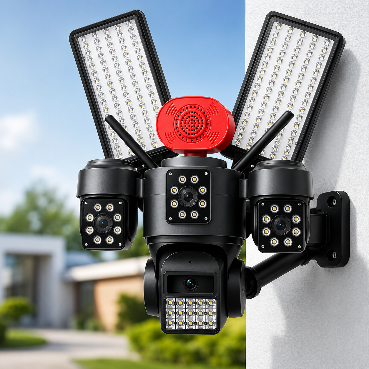 4G Solar PTZ Camera – 20MP Triple Lens, 24,000mAh Battery, 1000W Floodlight, 20W Solar Panel